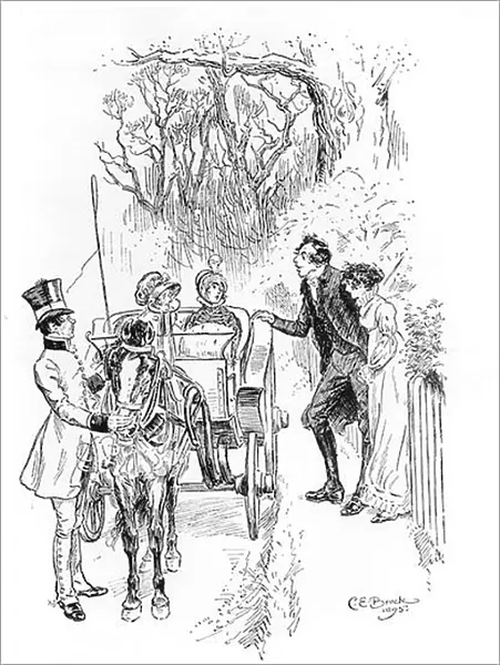 Mr. Collins and Charlotte were both standing at the gate in conversation with the ladies