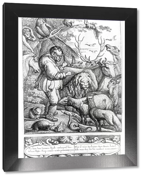 Illustration from the Introduction to Aesops Fables, 1666 (engraving) (b  /  w photo)