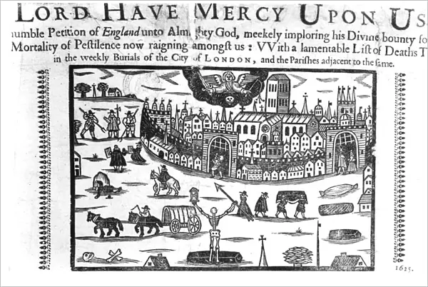 Lord Have Mercy Upon Us : The Plague in London (woodcut) (b  /  w photo)