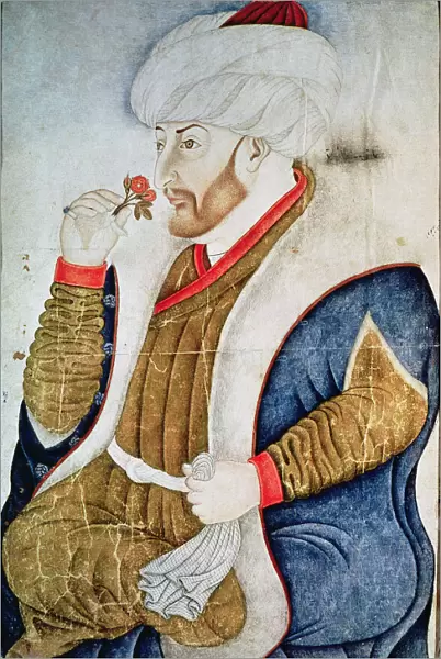Portrait of Sultan Mehmet II (1432-81) (w  /  c on paper)