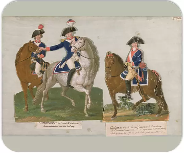 Army Commander and an Officer of the Mounted Police (gouache on card)