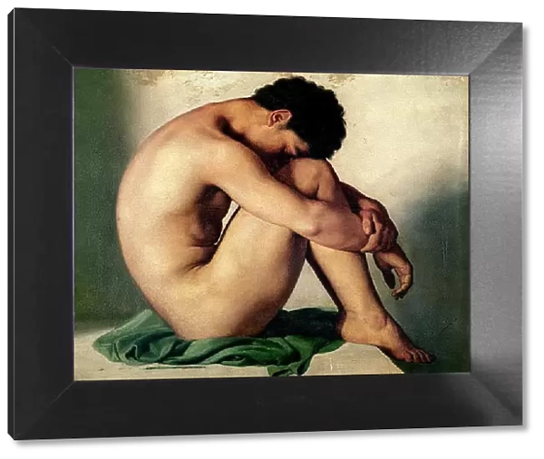 Study of a Nude Young Man, 1836 (oil on canvas)