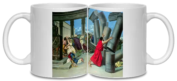 Samson and Delilah and the destruction of the Temple (colour litho)