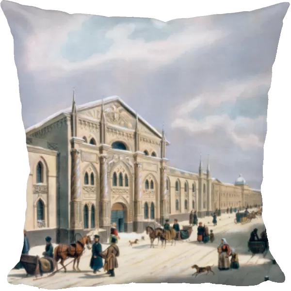 The Synodal Printing house at Nikolyskaya street on Moscow, 1840s (colour lithograph)