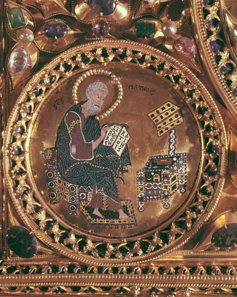The Pala d Oro, detail of St. Matthew (gold & enamel inlaid with precious stones)