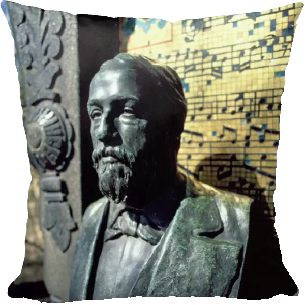 Portrait bust of Alexander Borodin (1833-87) from his tomb (bronze)