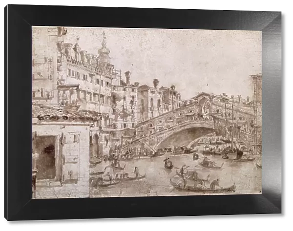The Rialto Bridge, Venice (pen & brown ink on paper)