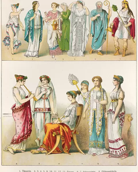 Greek Theatrical Dress, from Trachten der Voelker, 1864 (colour litho)