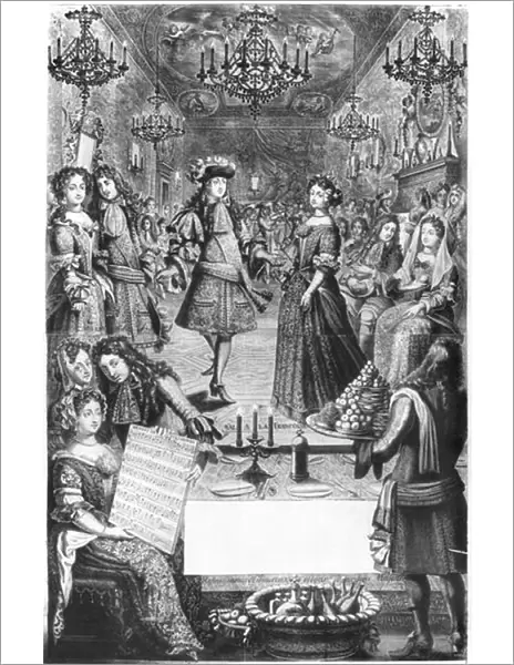 French Ball, Royal Almanac, with a score sheet of the Menuet de Strasbourg