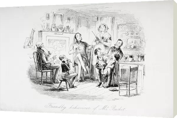 Friendly behaviour of Mr. Bucket, illustration from Bleak House by Charles Dickens