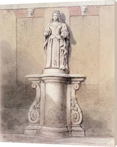 Statue of Queen Anne at the East End of Queen Square, 1851 (w  /  c on paper)