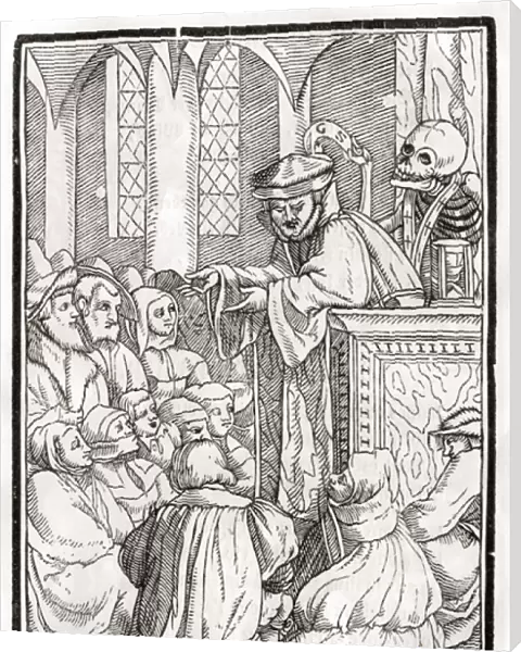 Death comes for the Preacher, engraved by Georg Scharffenberg, from Der Todten Tanz