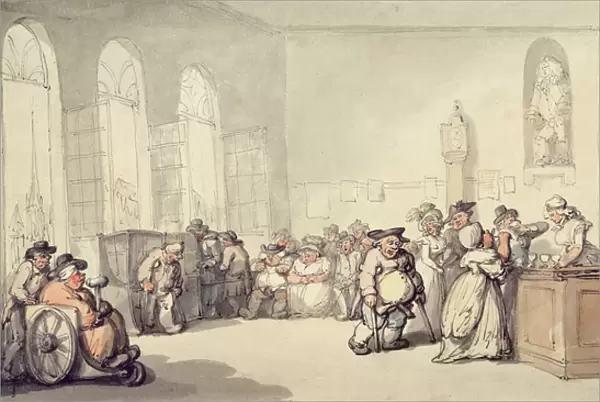 The Pump Room, from Scenes at Bath, c. 1795 (w  /  c and pen & ink on paper)