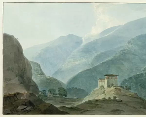 Chukha Casle in Bhutan, 1783 (w  /  c over graphite on paper)