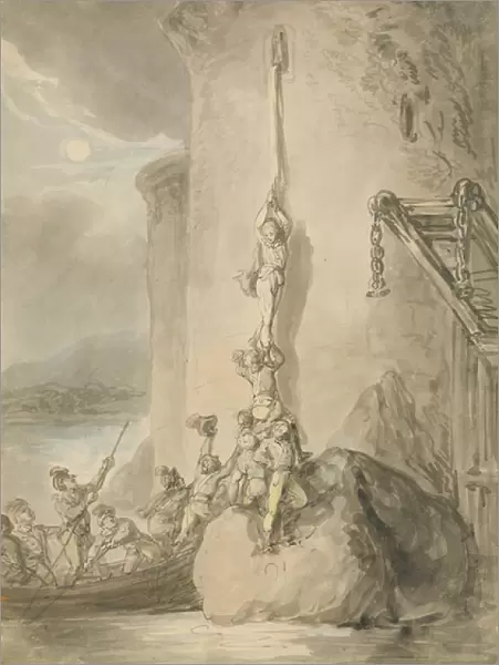 A Military Escapade, c. 1794 (pen & ink with w  /  c and wash over graphite on paper)