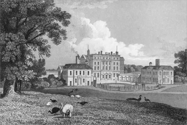 View of Chevening Place, engraved by S. Lacy, 1830 (engraving) (b  /  w photo)