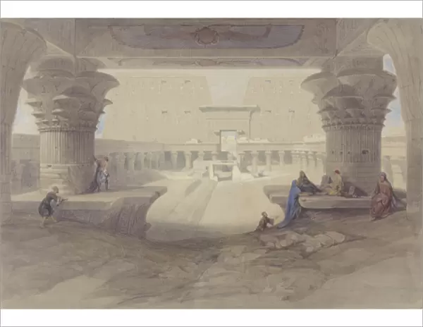 View from under the Portico of the Temple of Edfu, Upper Egypt, 1846 (w  /  c & gouache