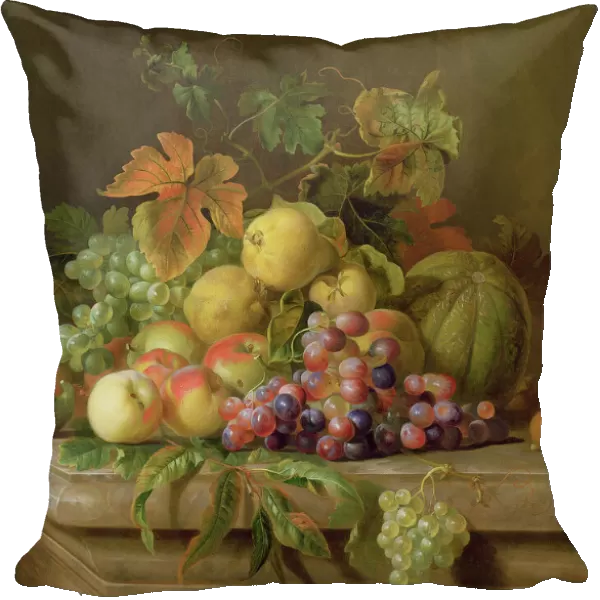 A Still Life of Melons, Grapes and Peaches on a Ledge