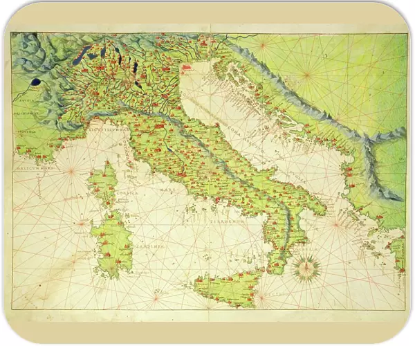Italy, from an Atlas of the World in 33 Maps, Venice, 1st September 1553 (ink on vellum)