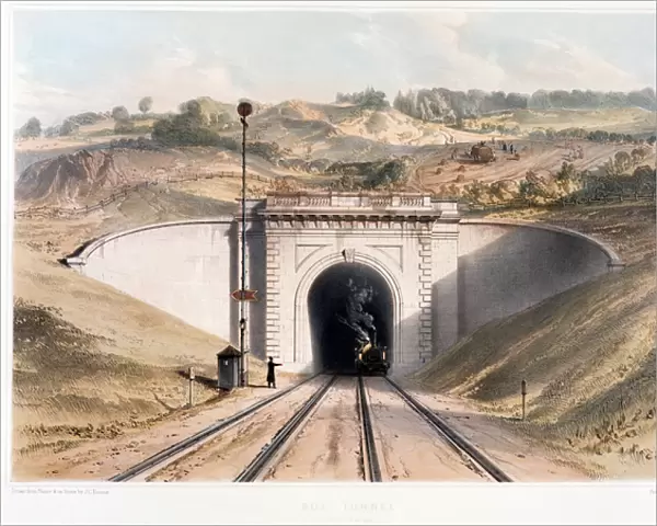 Portal of Brunels box tunnel near Bath (colour litho)
