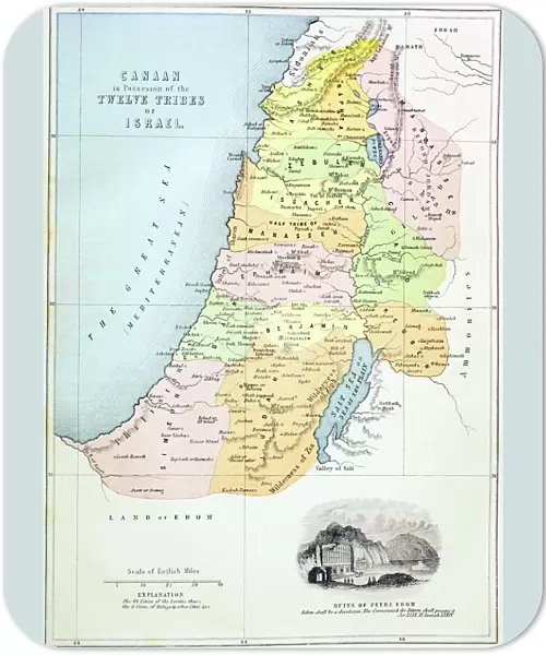 Canaan as it was divided between the twelve tribes of Israel (colour litho)