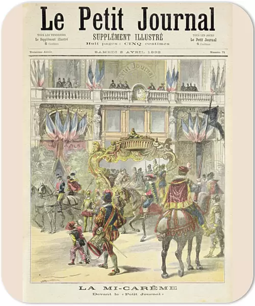 Title page depicting the mid-Lent parade in front of the Petit Journal offices, illustration