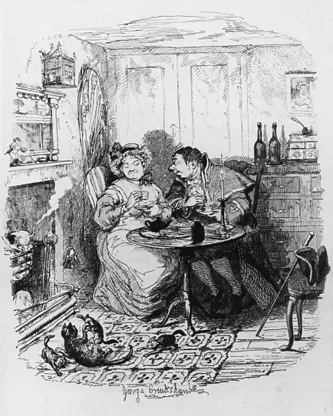 Mr Bumble and Mrs Corney taking tea, from The Adventures of Oliver Twist