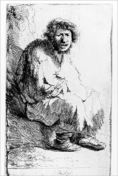 Beggar seated on a bank, 1630 (etching)