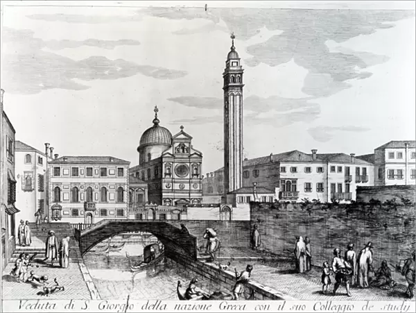 View of San Giorgio dei Greci and the Flanginian School, Venice (engraving)