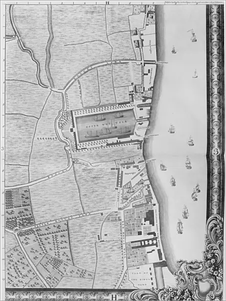 A Map of the Lower Rotherhithe Docks, London, 1746 (engraving)