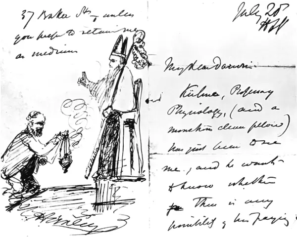 A letter from Thomas Henry Huxley to Charles Darwin, with a sketch of Darwin as a bishop or saint