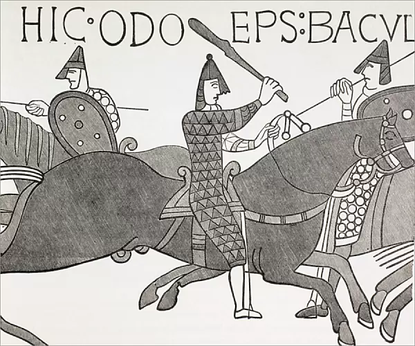 Bishop Eudes holding his Baton of Office at the Battle of Hastings, c. 1880 (litho)
