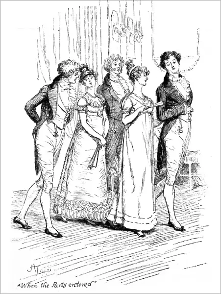 When the party entered, illustration from Pride & Prejudice by Jane Austen