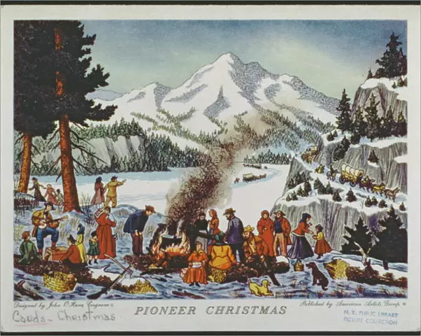 Christmas card depicting a Pioneer Christmas (colour litho)