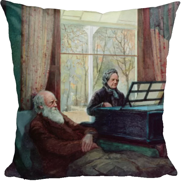 Charles Darwin and his wife at the Piano