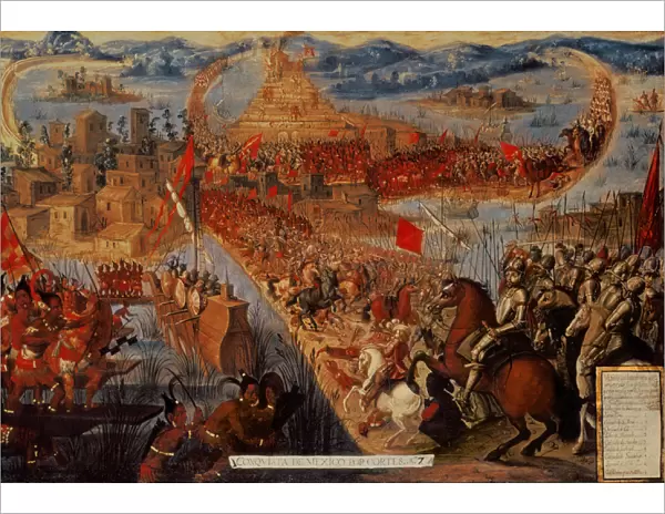 The Conquest of Tenochtitlan, from the Conquest of Mexico series (oil on panel)