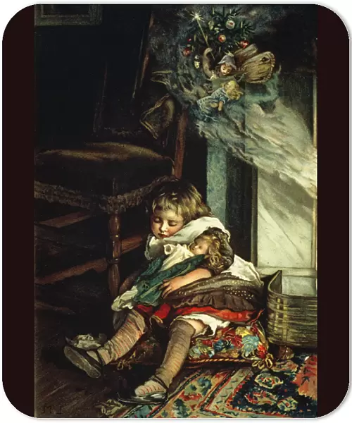 Children dreaming of toys, frontispiece of A Christmas Tree Fairy, pub