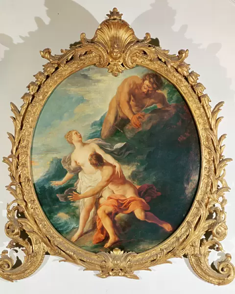 Polyphemus surprising Acis and Galatea by throwing a rock at them (oil on canvas)