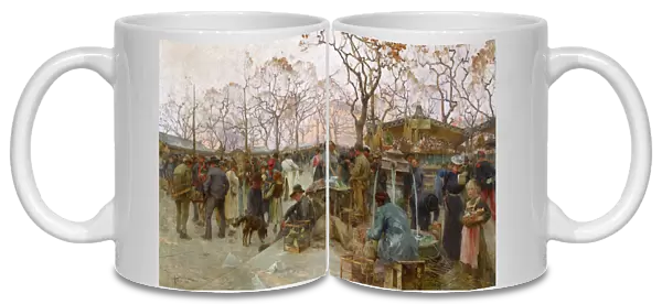 The Parisian Bird Market (oil on canvas)