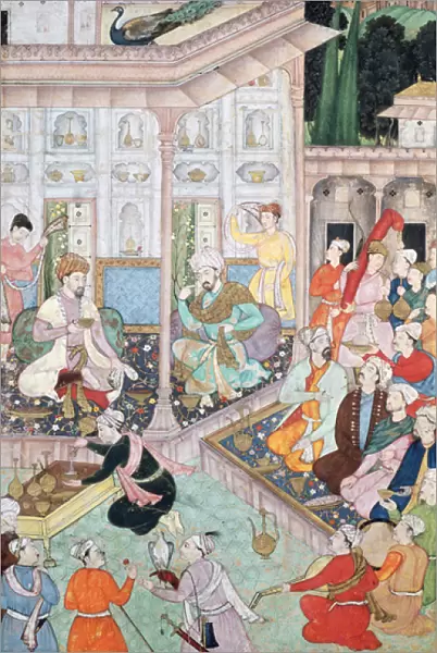 Meeting between Babur and Bedi Az Zaman Mirza, 16th-17th century (gouache on paper)