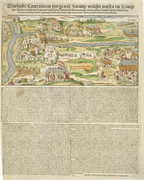 View of the Siege of Polotsk by Stephen Bathory (1533-86) in 1579 (engraving)
