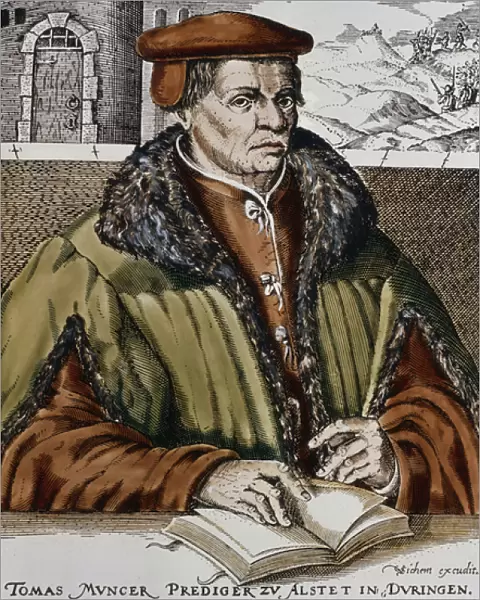 Thomas Muntzer, c. 1600 (hand coloured woodcut)