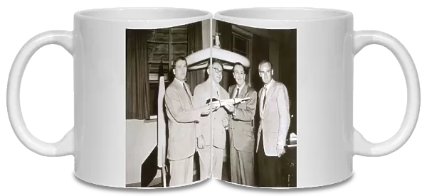 Wernher von Braun, Willy Ley, Walt Disney, and Heinz Haber in preparation for the