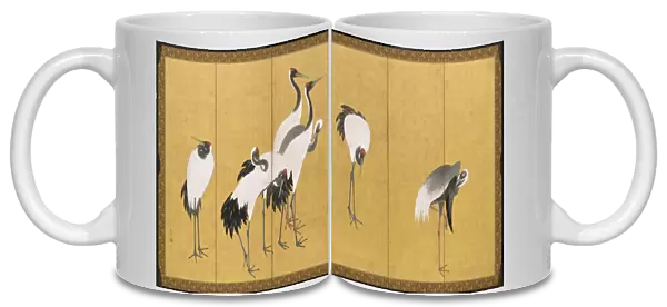 Cranes, An ei Period, 1772 (ink, colour & gold leaf on panel)