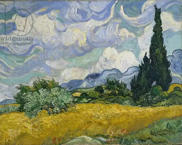 Wheat Field with Cypresses, 1889 (oil on canvas)