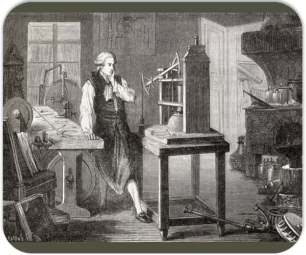 James Watt in his Glasgow workshop improving on Thomas Newcomens 1712 Newcomen