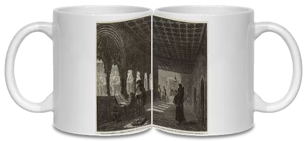 Monks illuminating in a Convent at Valladolid, Spain (engraving)