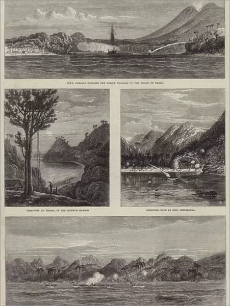 Conflicts with the Savages of the New Hebrides, South Pacific Ocean (engraving)