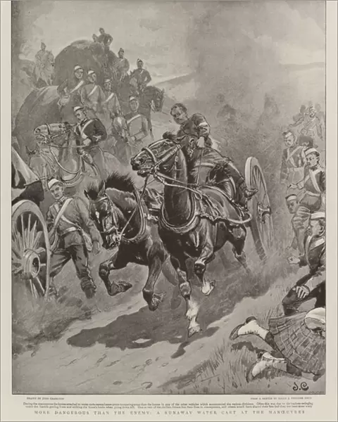 More Dangerous than the Enemy, a Runaway Water Cart at the Manoeuvres (litho)