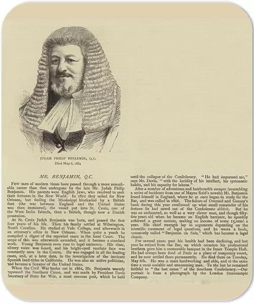 Judah Philip Benjamin, QC (engraving)